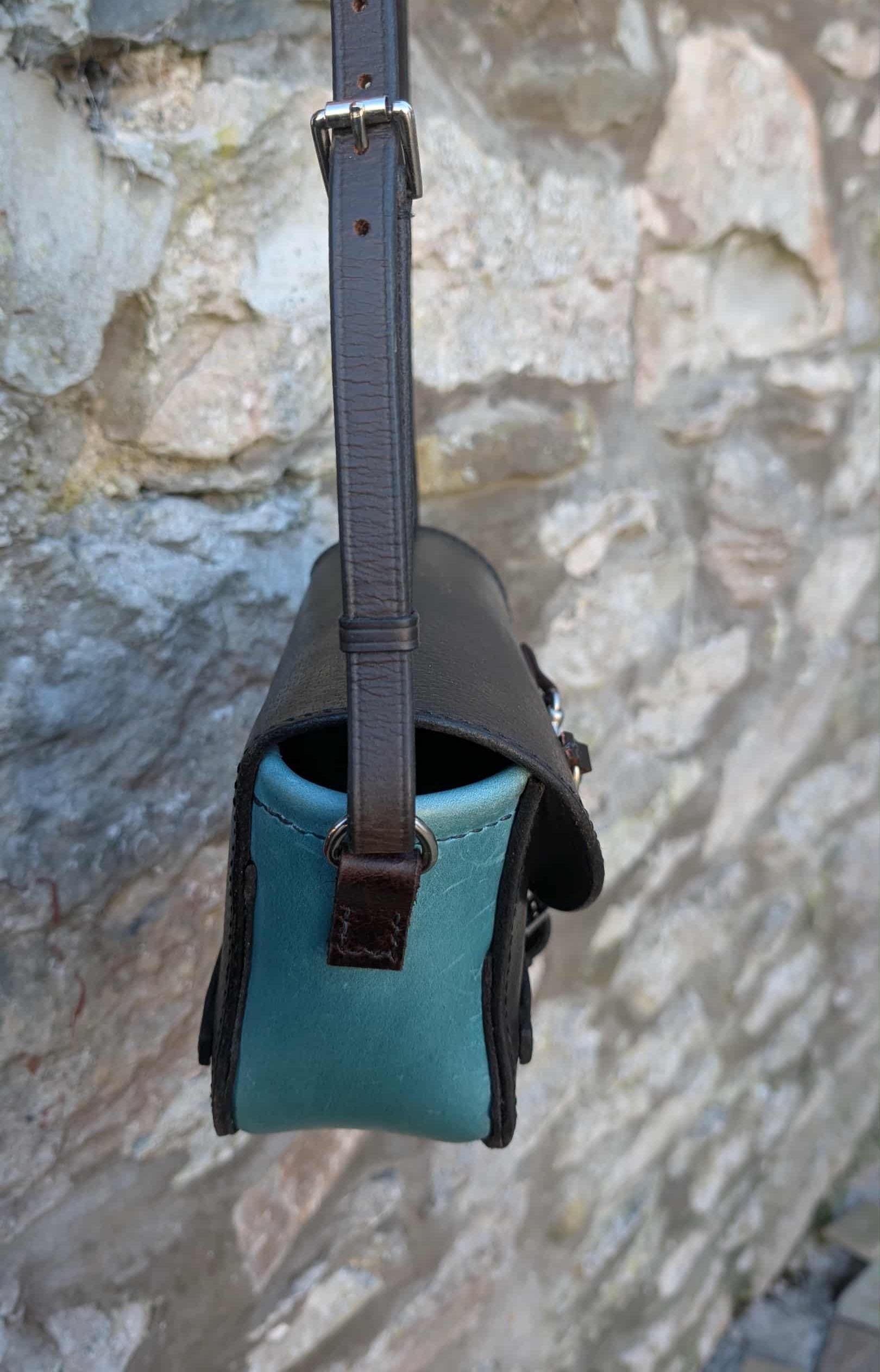 Repurposed Saddle Leather Contrast Crossbody Bag