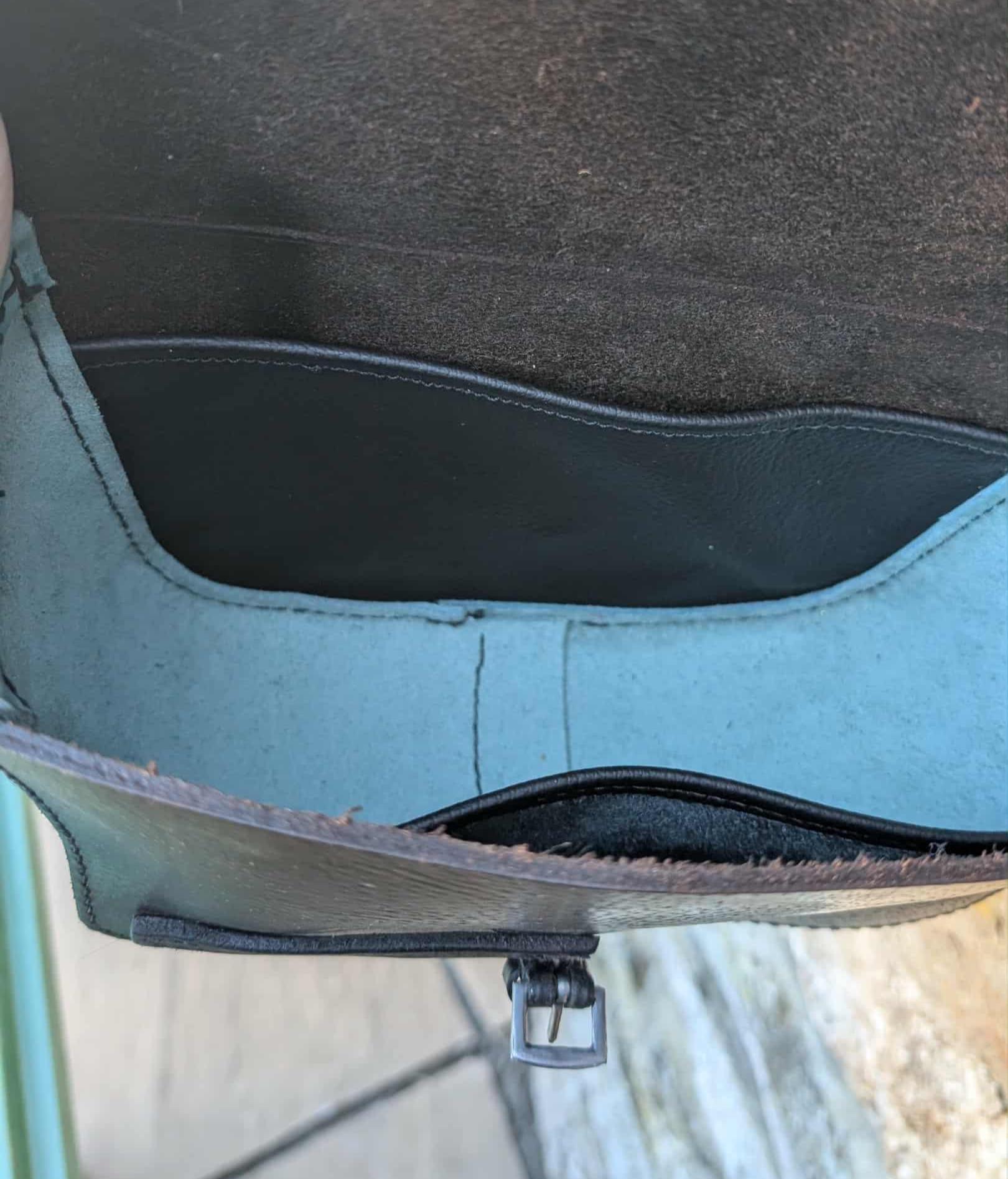 Repurposed Saddle Leather Contrast Crossbody Bag