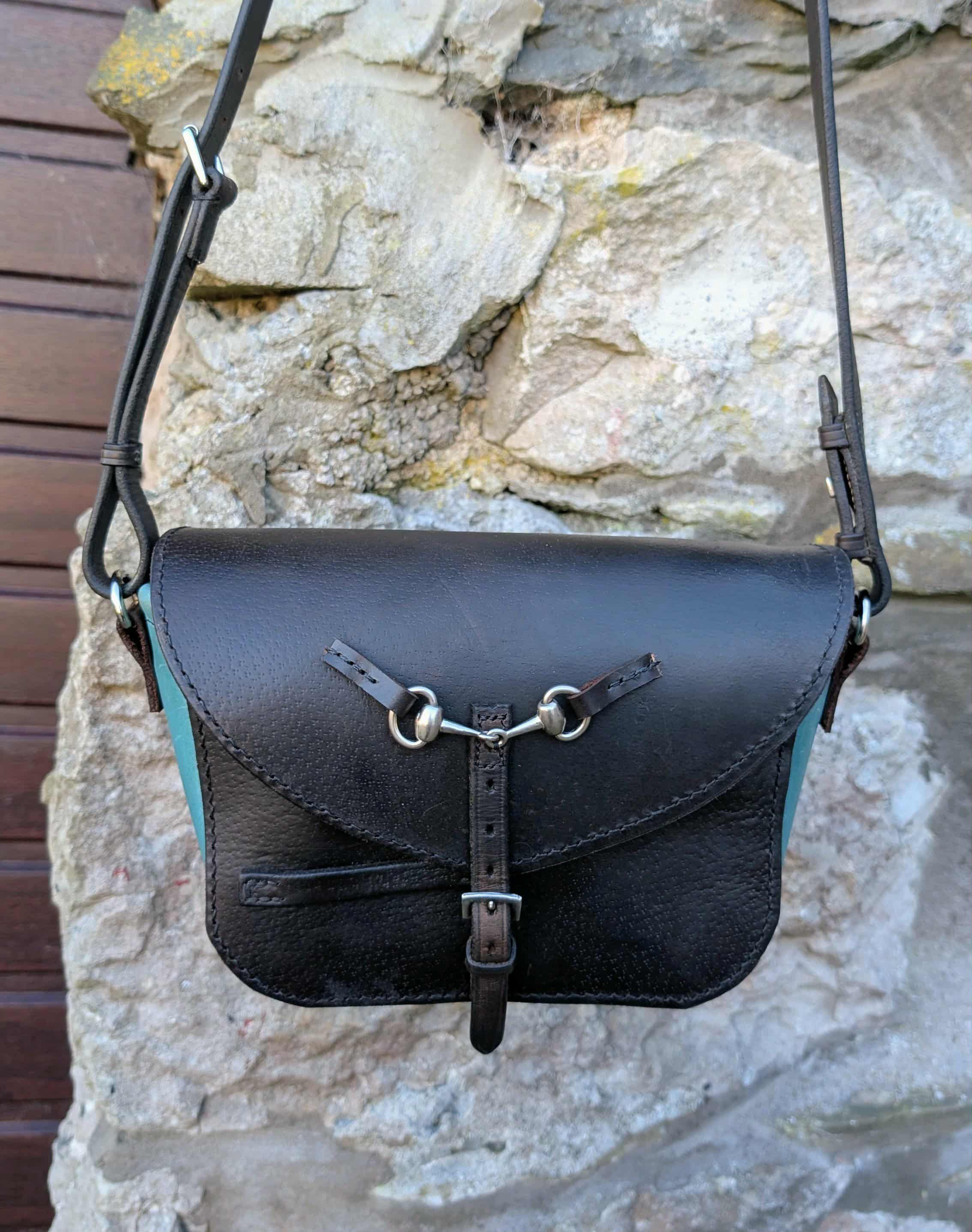 Repurposed Saddle Leather Contrast Crossbody Bag