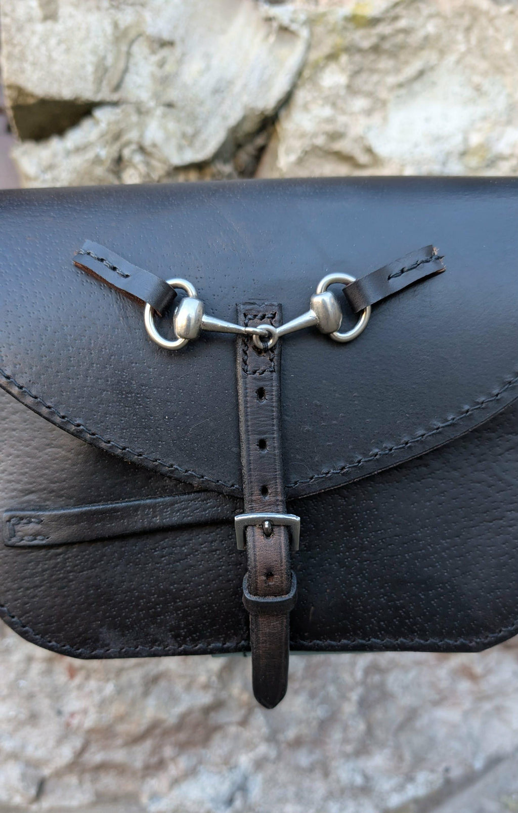 Repurposed Saddle Leather Contrast Crossbody Bag