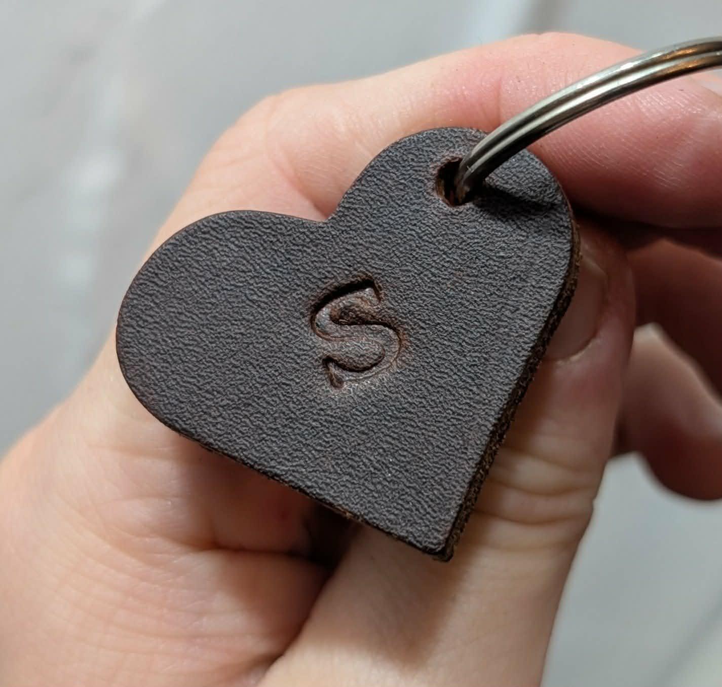 Personalised Saddle Leather Rustic Handmade Heart Shaped Keyring