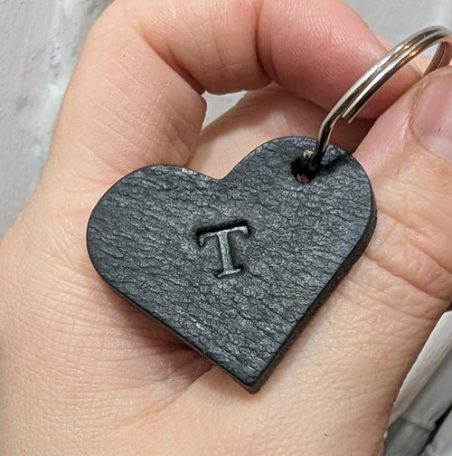 Personalised Saddle Leather Rustic Handmade Heart Shaped Keyring