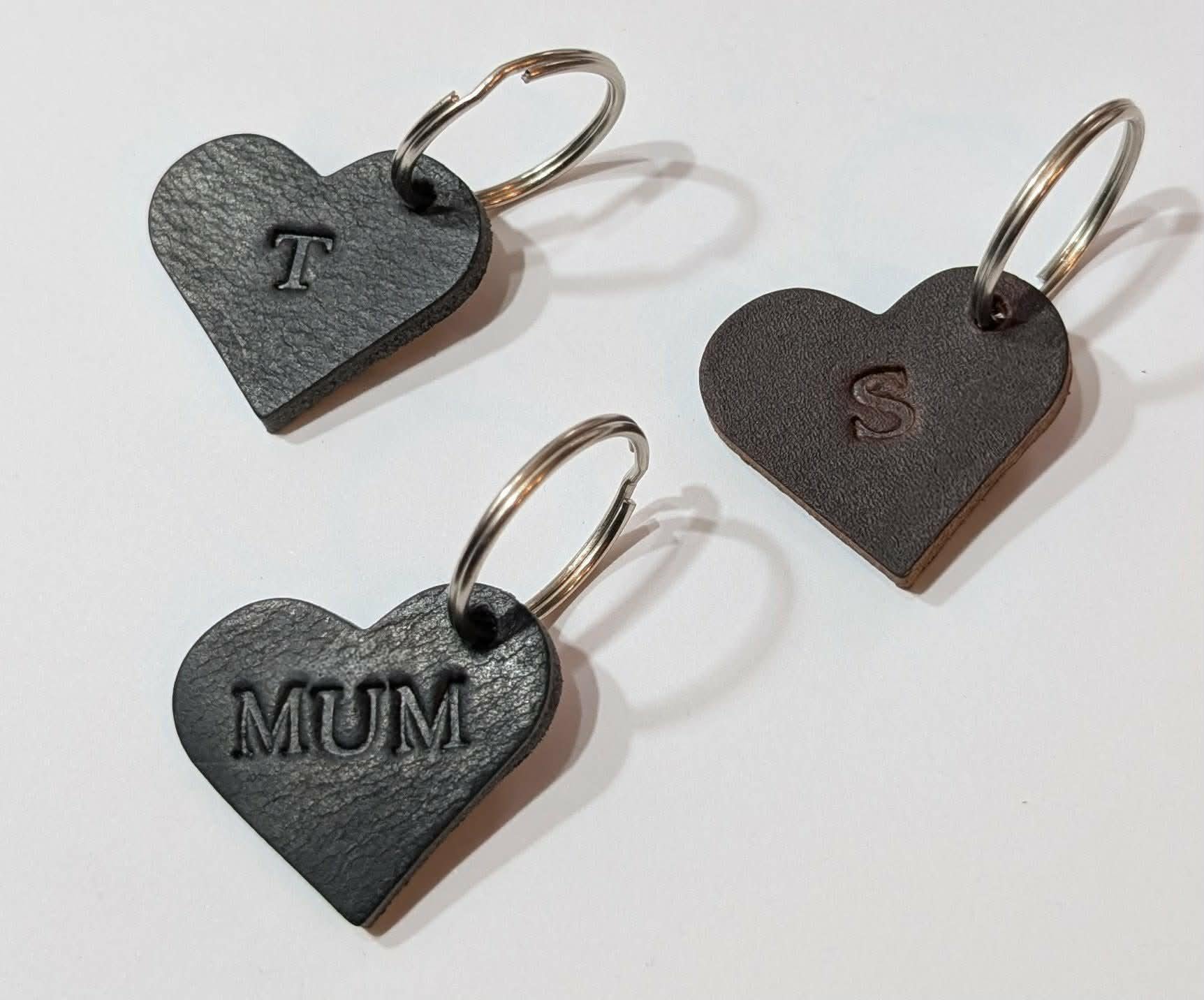 Personalised Saddle Leather Rustic Handmade Heart Shaped Keyring