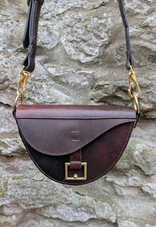 Handmade Shoulder Bag Made from Repurposed Saddle Leather