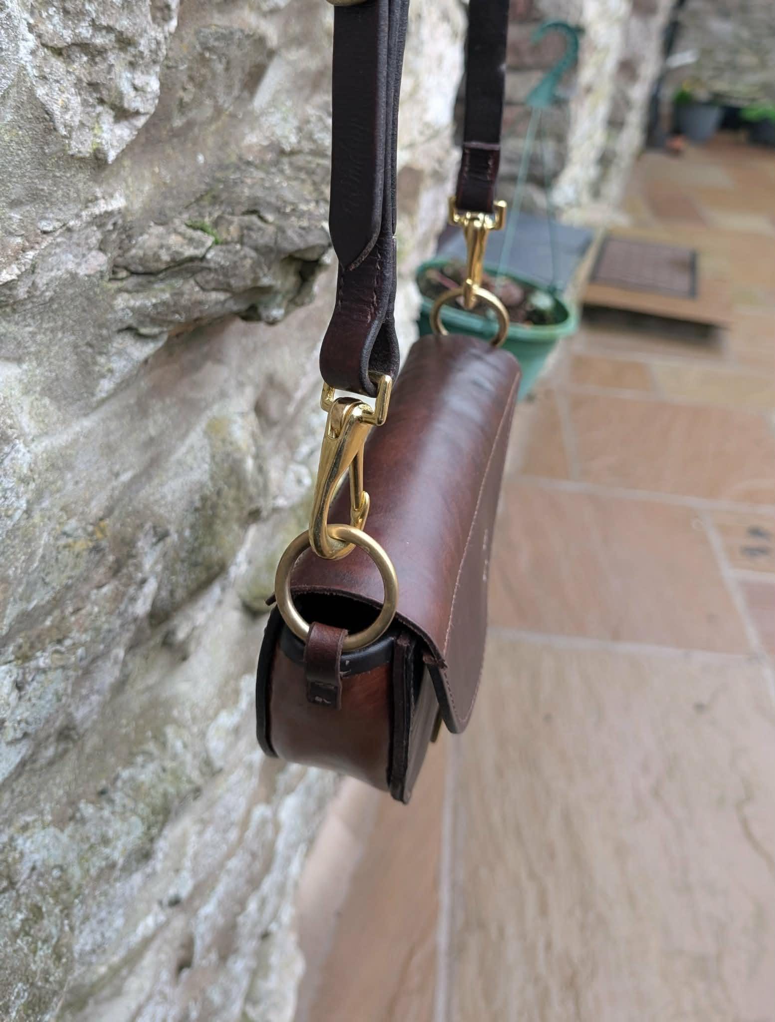 Handmade Shoulder Bag Made from Repurposed Saddle Leather