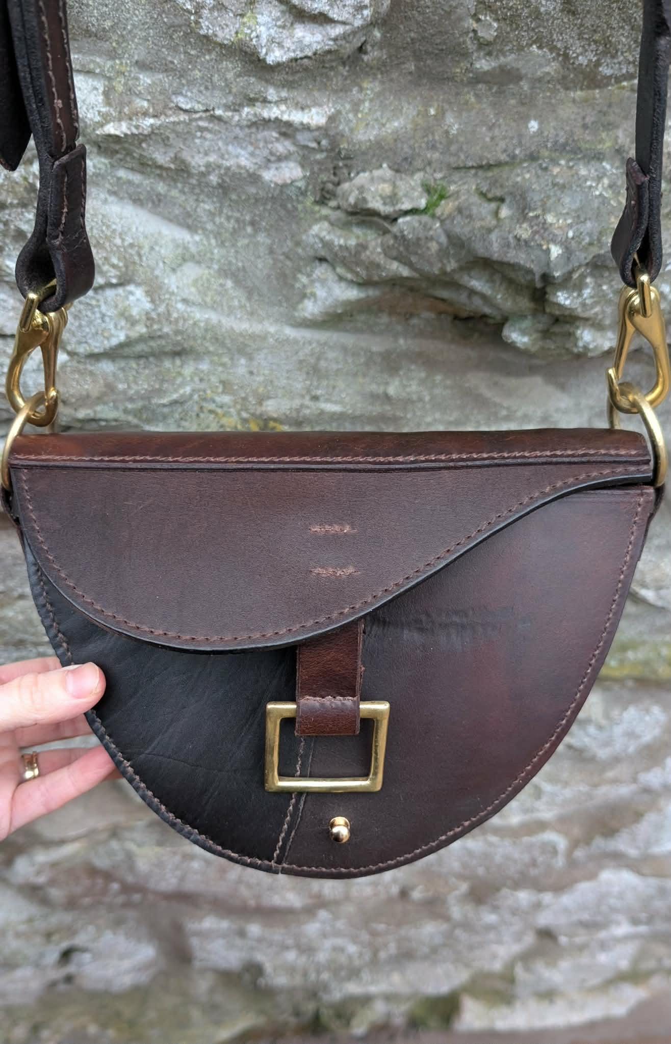 Handmade Shoulder Bag Made from Repurposed Saddle Leather