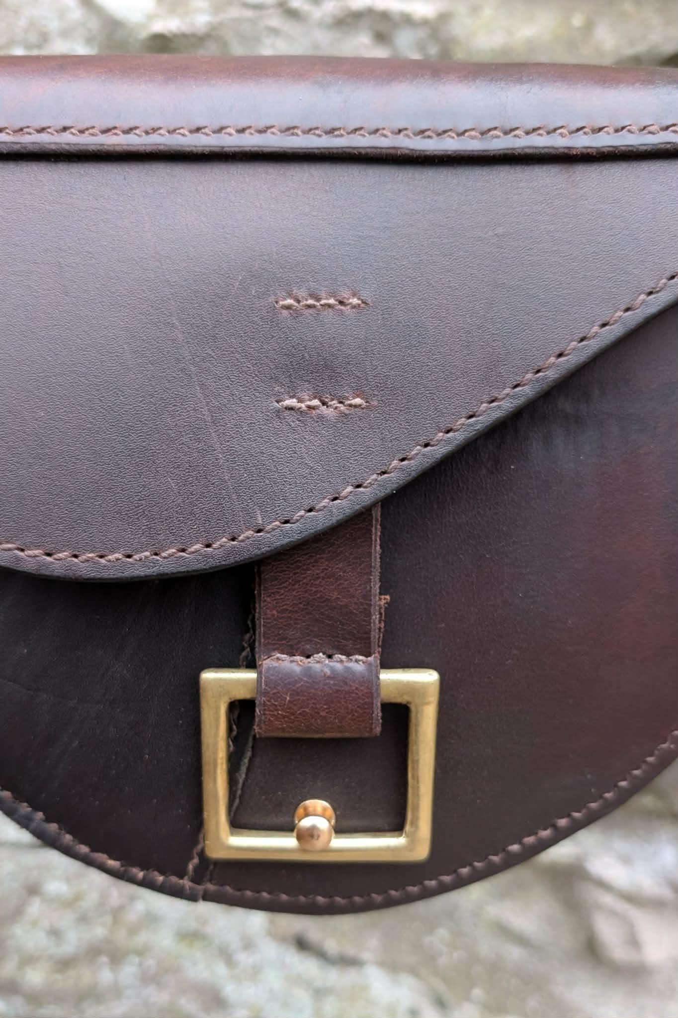 Handmade Shoulder Bag Made from Repurposed Saddle Leather